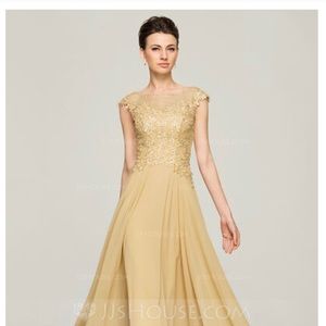 A-line chiffon and lace with beading sequins dress